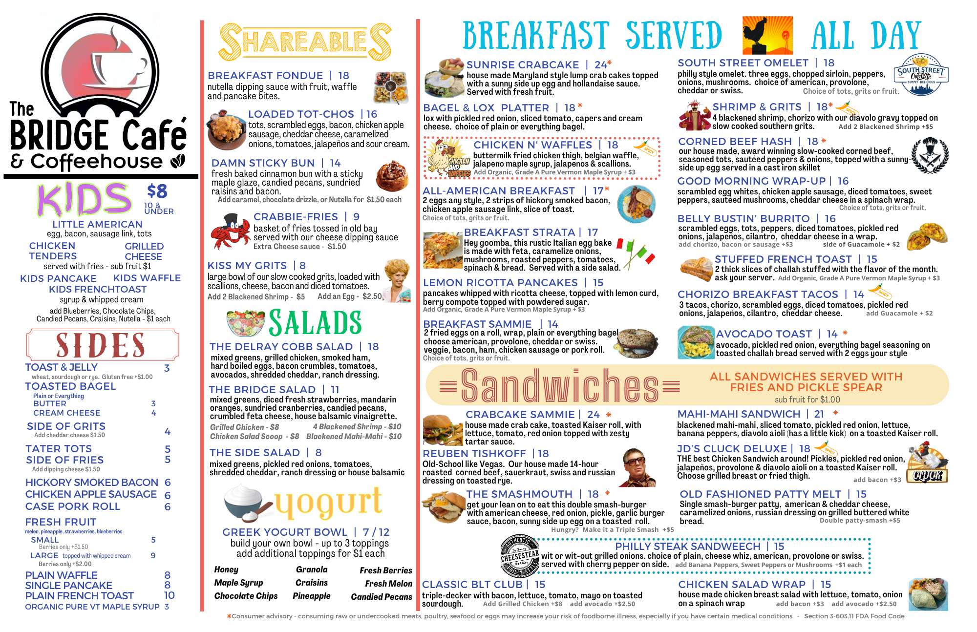 The Bridge Cafe Menu Page 1
